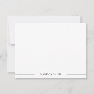 Basic Minimalist Black White Stationery Note Card