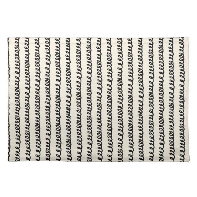Basic minimalist lines simple curly wavy stroke cloth placemat (Front)