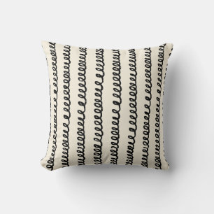 Basic minimalist lines simple curly wavy stroke throw pillow