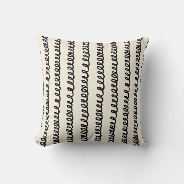 Basic minimalist lines simple curly wavy stroke throw pillow (Front)