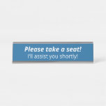 [ Thumbnail: Basic, Minimalist "Please Take a Seat!" Desk Name Plate ]
