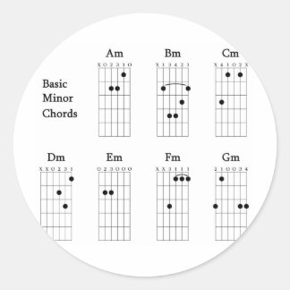 Basic Minor Chords Classic Round Sticker
