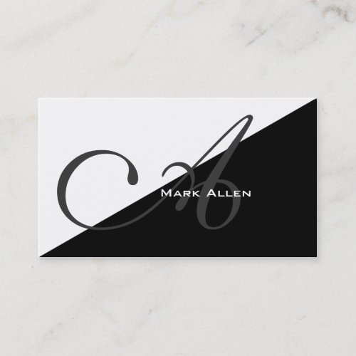 Basic Modern Black Triangle Monogram Business Card