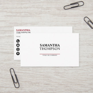 Basic Modern Minimalist Professional QR Code White Business Card