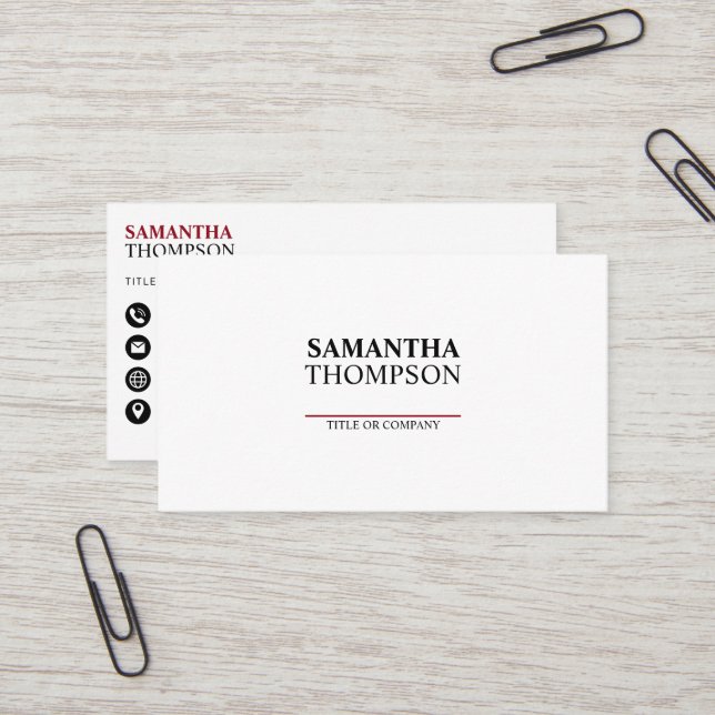 Basic Modern Minimalist Professional QR Code White Business Card (Front/Back In Situ)