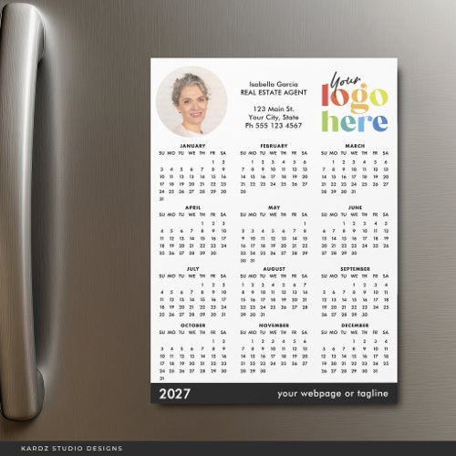 Basic Modern Photo Logo 2027 Magnetic Calendar