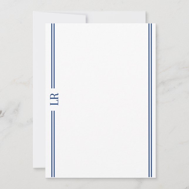 Basic Monogram #3 Flat Note Card (Front)