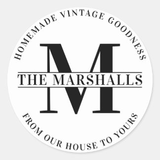 Basic Monogram Family Farm or Business Classic Round Sticker