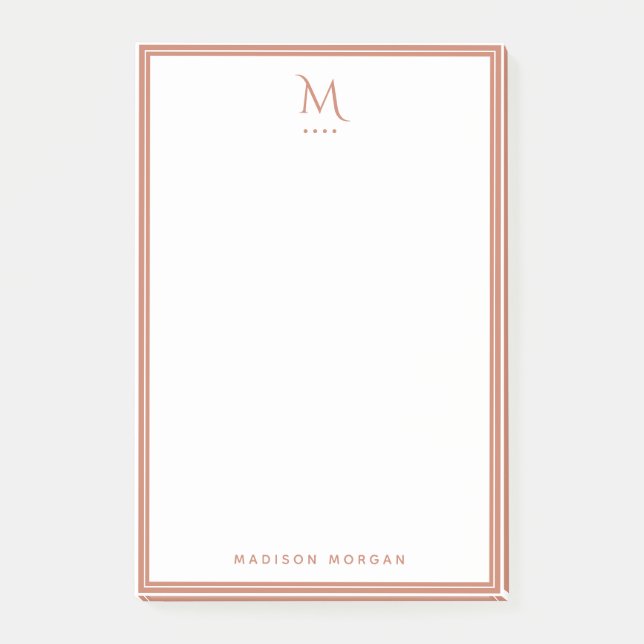 Basic Monogram Terracotta Border Personalized  Post-it Notes (Front)