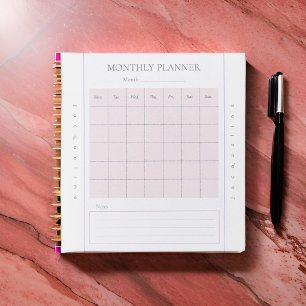 Basic Monthly Planner Name Mauve Gray Notepad