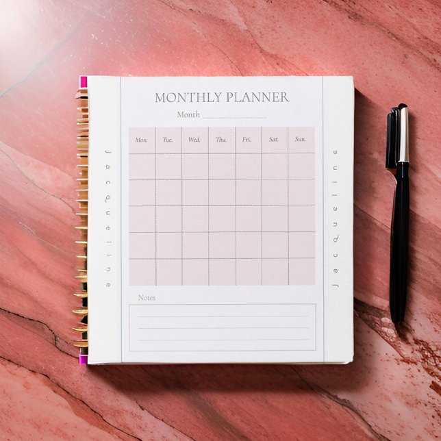 Basic Monthly Planner Name Mauve Gray Notepad (Creator Uploaded)