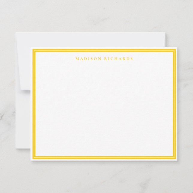 Basic Mustard Yellow Border Personalized  Note Card (Front)
