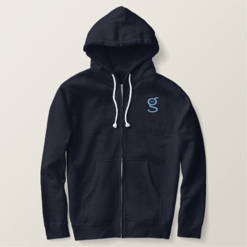 Basic Navy Zip Hoodie w Lt_Blue Logo