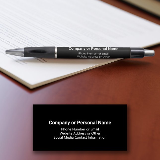 Basic Office Business Contact Information - Black Pen (Custom logo pens - Personalized Promotional products)