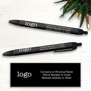 Basic Office Business Logo - 3 lines Text BLACK - Pen