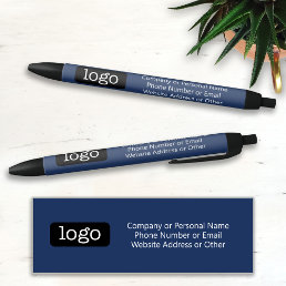 Basic Office Business Logo - 3 lines Text NAVY - Black Ink Pen