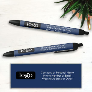 Basic Office Business Logo - 3 lines Text NAVY - Pen