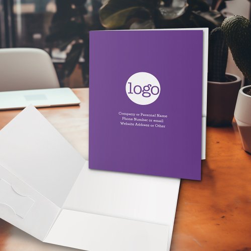 Basic Office Business Logo _ 3 lines Text Purple Pocket Folder
