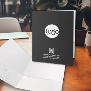 Basic Office Business Logo - 3 lines Text QR Code Pocket Folder