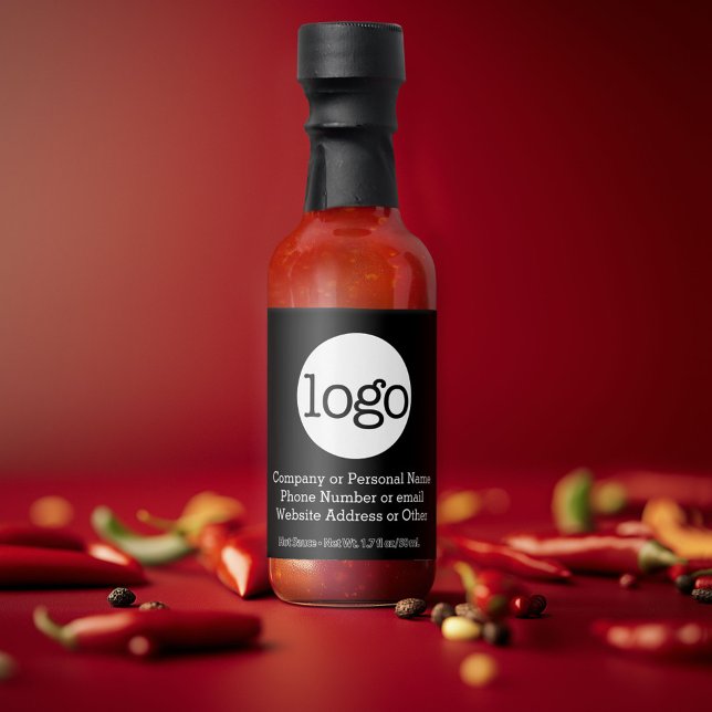 Basic Office Business Logo and Text - Black Hot Sauces (Custom Hot Sauce with Logo)