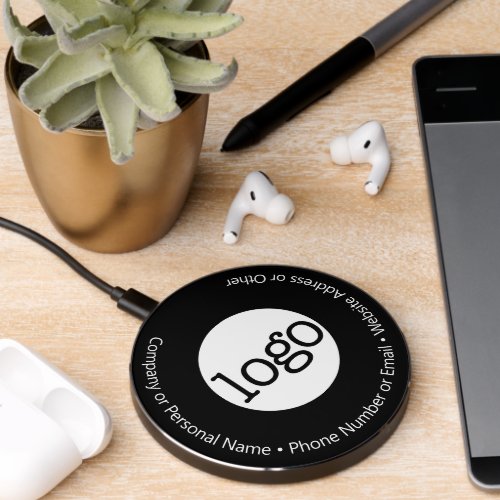 Basic Office Business Logo _ Custom Info Text Wireless Charger