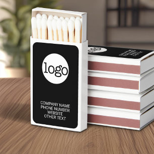 Basic Office Business Logo & Text - Black Matchboxes