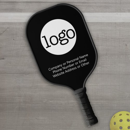 Basic Office Business Logo  Text CAN EDIT black Pickleball Paddle