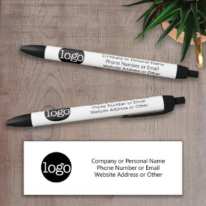 Basic Office Business Logo & Text CAN EDIT COLOR Black Ink Pen