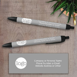 Basic Office Business Logo &amp; Text CAN EDIT COLOR Black Ink Pen