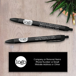 Basic Office Business Logo &amp; Text CAN EDIT COLOR Blue Ink Pen