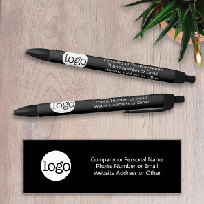 Basic Office Business Logo & Text CAN EDIT COLOR Blue Ink Pen