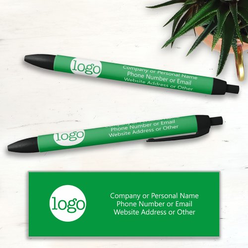 Basic Office Business Logo  Text CAN EDIT GREEN Black Ink Pen