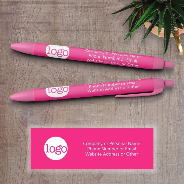 Basic Office Business Logo & Text CAN EDIT pink Pen (Promotional Writing Pens with a Logo and Business Branding)