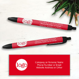 Basic Office Business Logo &amp; Text CAN EDIT RED - Black Ink Pen