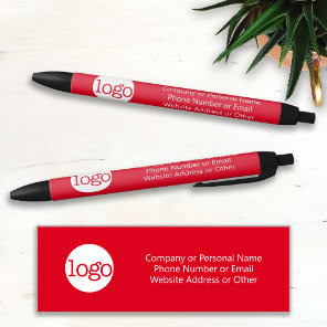 Basic Office Business Logo & Text CAN EDIT RED - Black Ink Pen