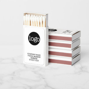 Basic Office Business Logo & Text - White Matchboxes
