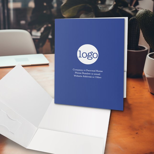 Basic Office Business Logo with 3 lines of Text Po Pocket Folder (Custom Presentation Pocket Folder - Logo Folder in your business branding colors)