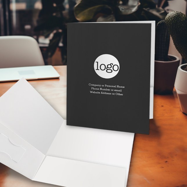 Basic Office Business Logo with 3 lines of Text Pocket Folder (Custom Presentation Folder with Logo)