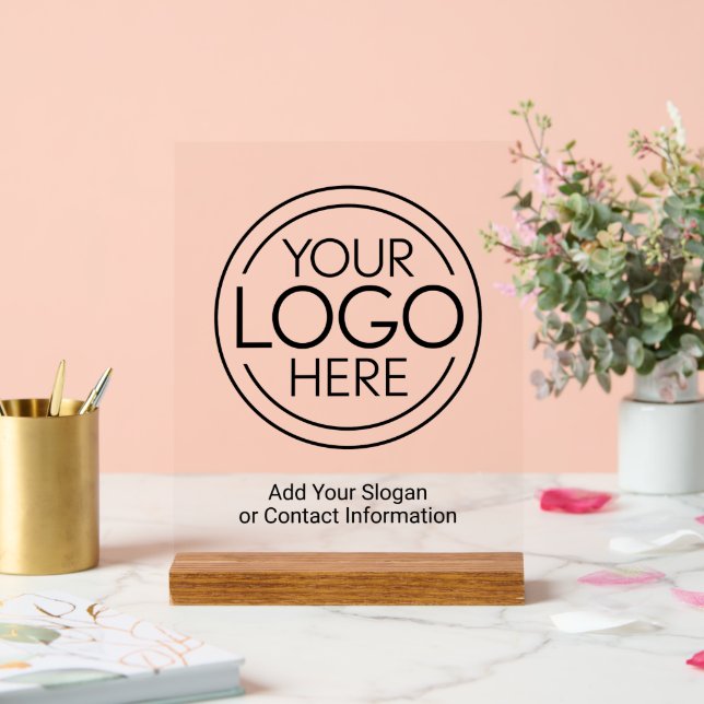 Basic Office Business Logo with Contact Info Acrylic Sign (Wedding)