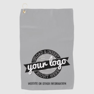 Basic Office Business Logo with Contact Info Gray Golf Towel