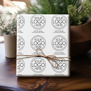 Basic Office Business Logo with Contact Info Wrapping Paper
