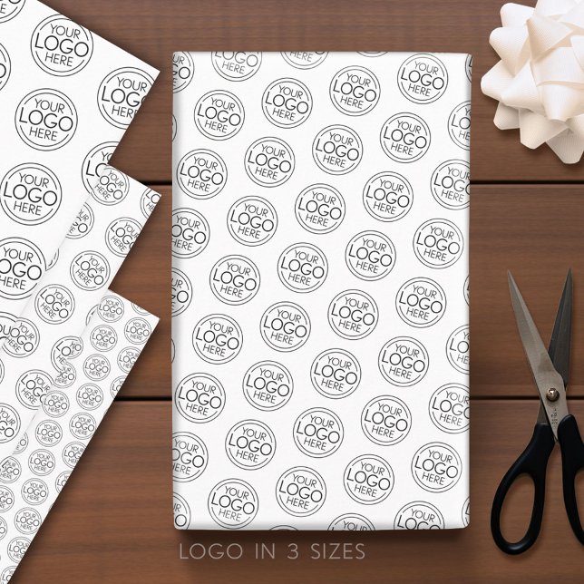 Basic Office Business Logo with Contact Info Wrapping Paper Sheets (Custom Logo Wrapping Paper)