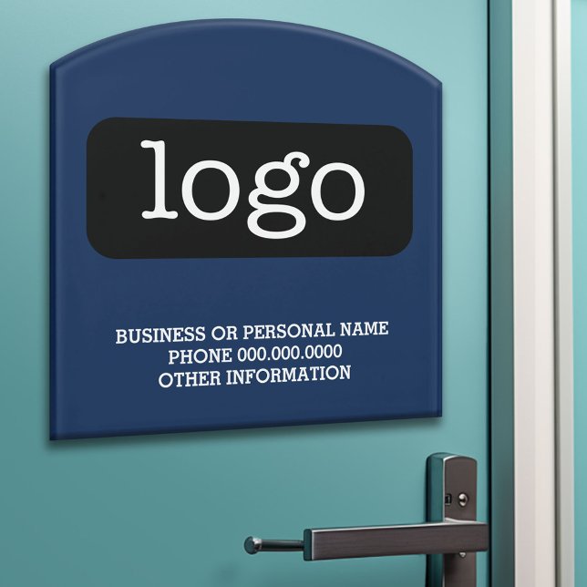 Basic Office or Business Logo Contact Info - Blue Door Sign (Custom Office Sign)