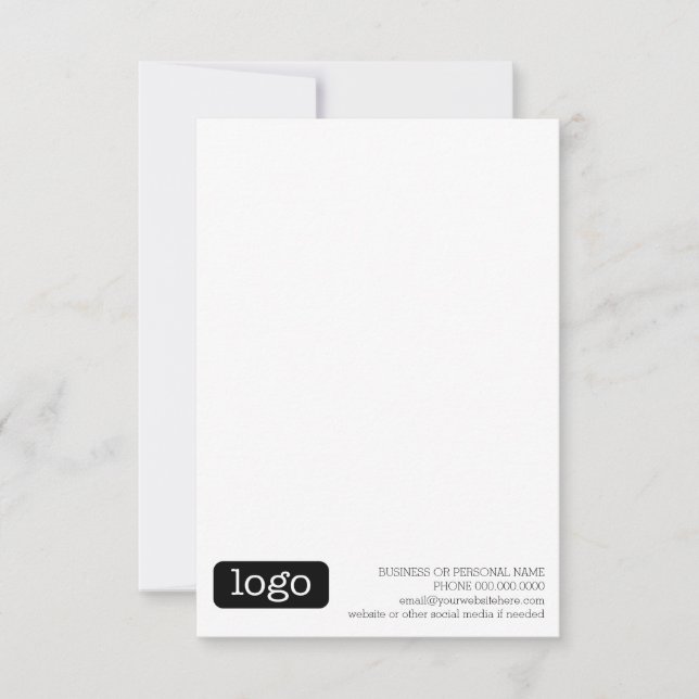 Basic Office or Business Logo Contact Information Note Card (Front)