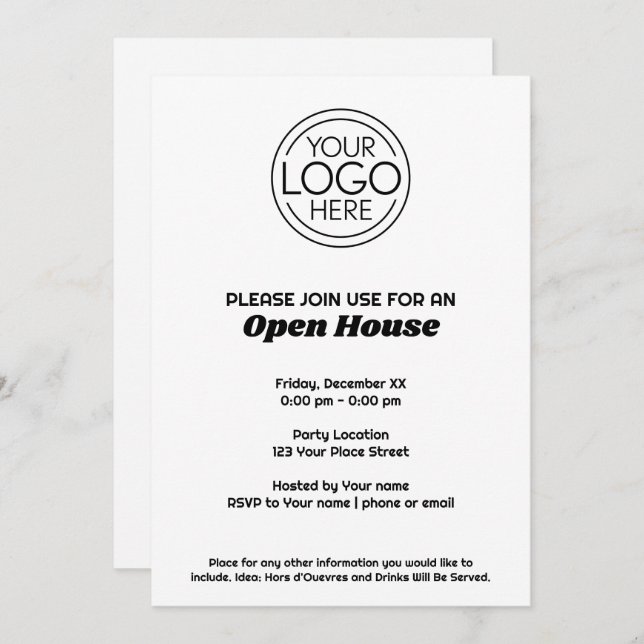 Basic Office or Business Logo Open House Invitation (Front/Back)
