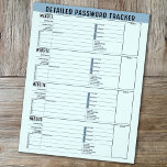 Basic Password Tracker with Username and Notes Flyer<br><div class="desc">A great design to organize your passwords. This design includes an area to add your name at the top. Other areas included basic password information for username and password. You can change the color bar on the top.</div>