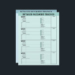Basic Password Tracker with Username and Notes Letterhead<br><div class="desc">A great design to organize your passwords. This design includes an area to add your name at the top. Other areas included basic password information for username and password. You can change the color bar on the top.</div>