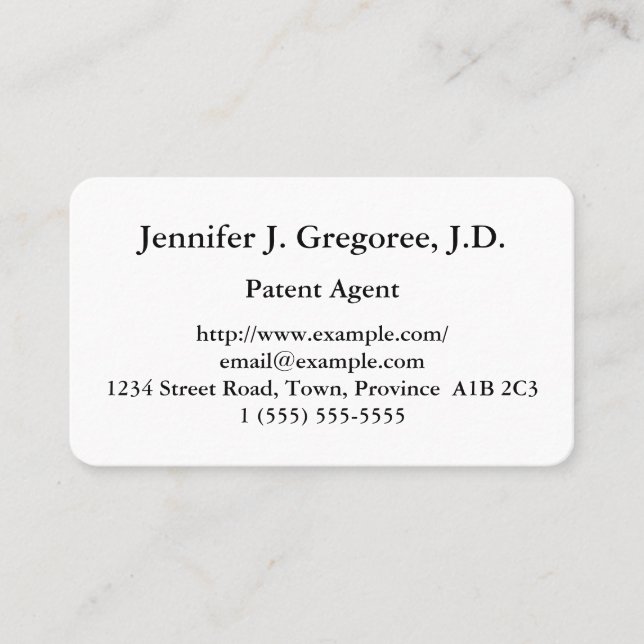 Basic Patent Agent Business Card (Front)