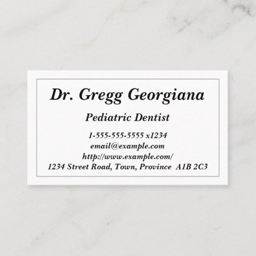 Basic Pediatric Dentist Business Card