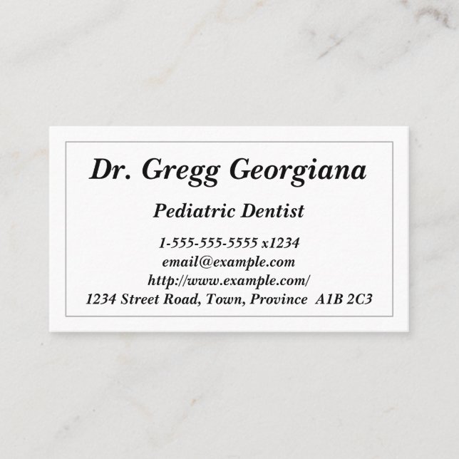 Basic Pediatric Dentist Business Card (Front)